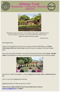 Invitation to Ahimsa Trust All Sangha Mindfulness Session on October 13, 2024